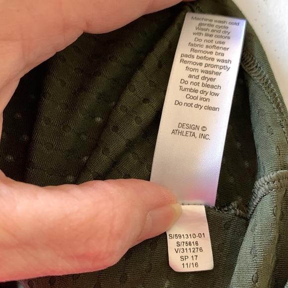 Athleta olive with black trim athletic tank. Size S - Picture 7 of 8